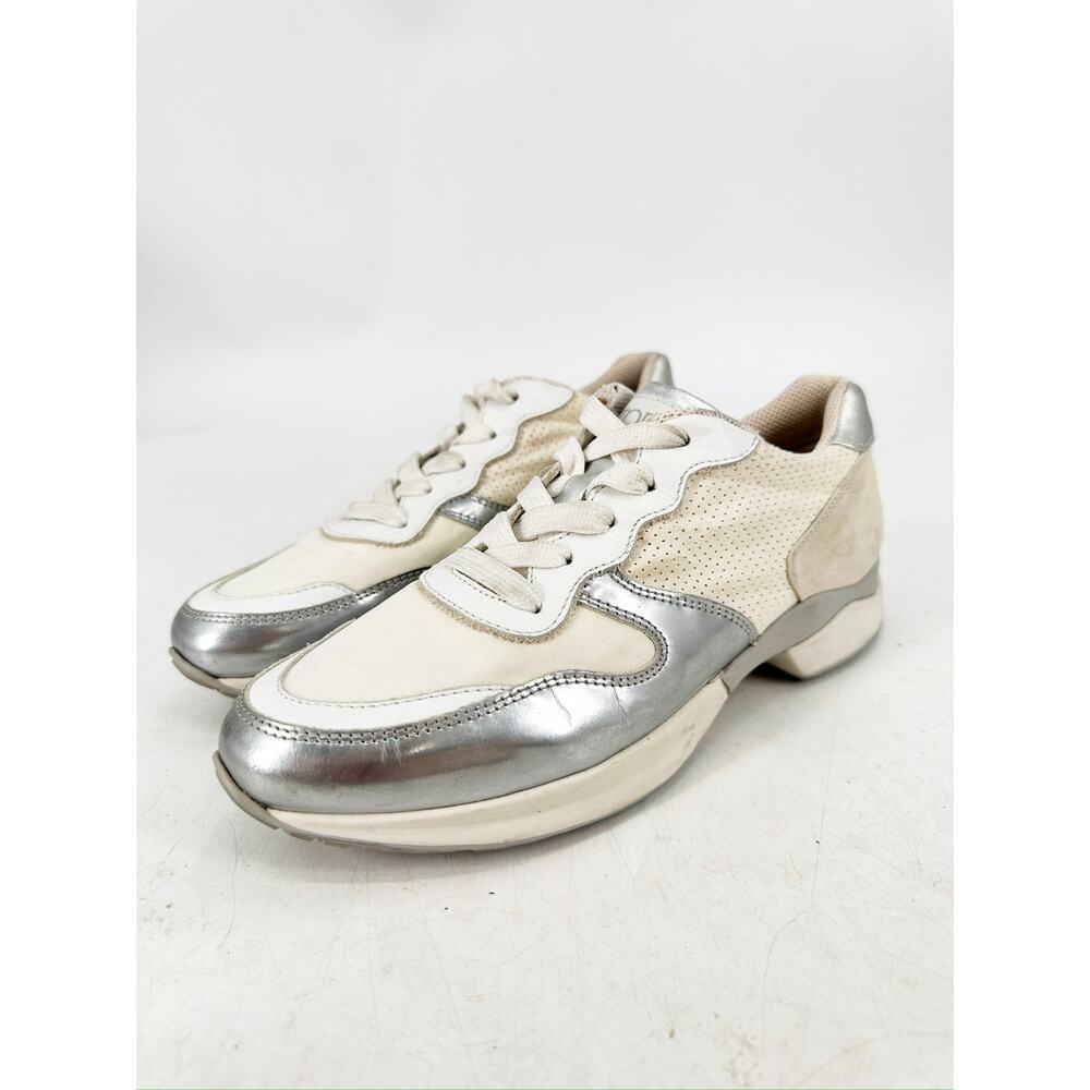Tod’s Silver Beige Perforated Leather Sportivo Active Sneakers‎ Size 36